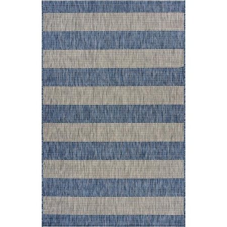 LR RESOURCES LR Resources CATAL81504NVG5070 Coastal Stripes Rectangle Indoor & Outdoor Area Rug  Navy & Gray - 5 x 7 ft. CATAL81504NVG5070